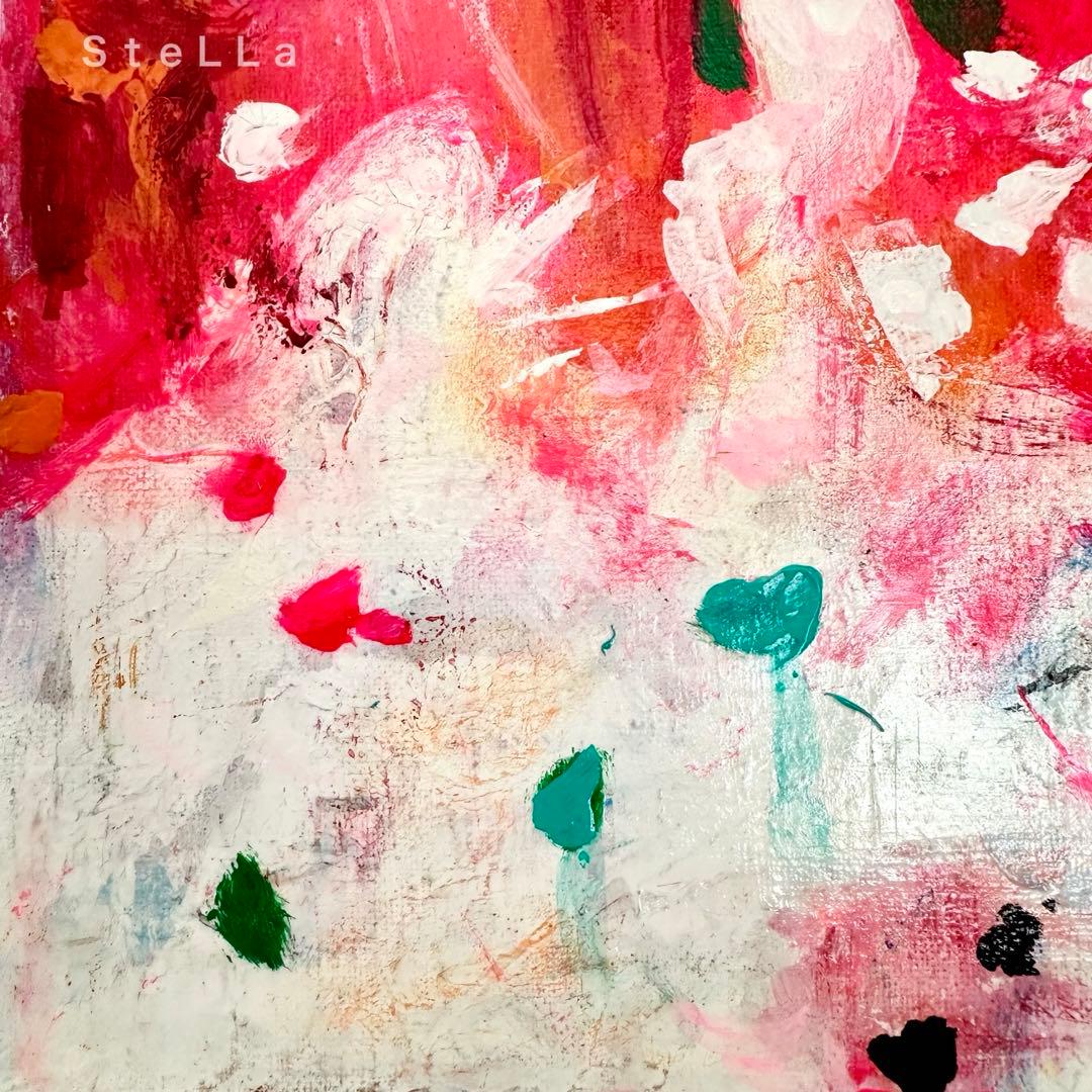 現代アート　抽象画　北欧アート　モダンアート　マルチカラー　インテリア　ピンク