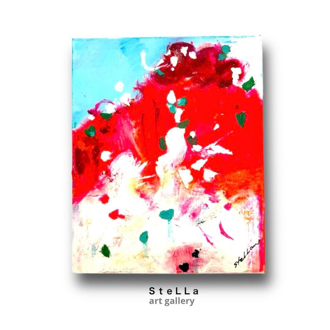 現代アート　抽象画　北欧アート　モダンアート　マルチカラー　インテリア　ピンク