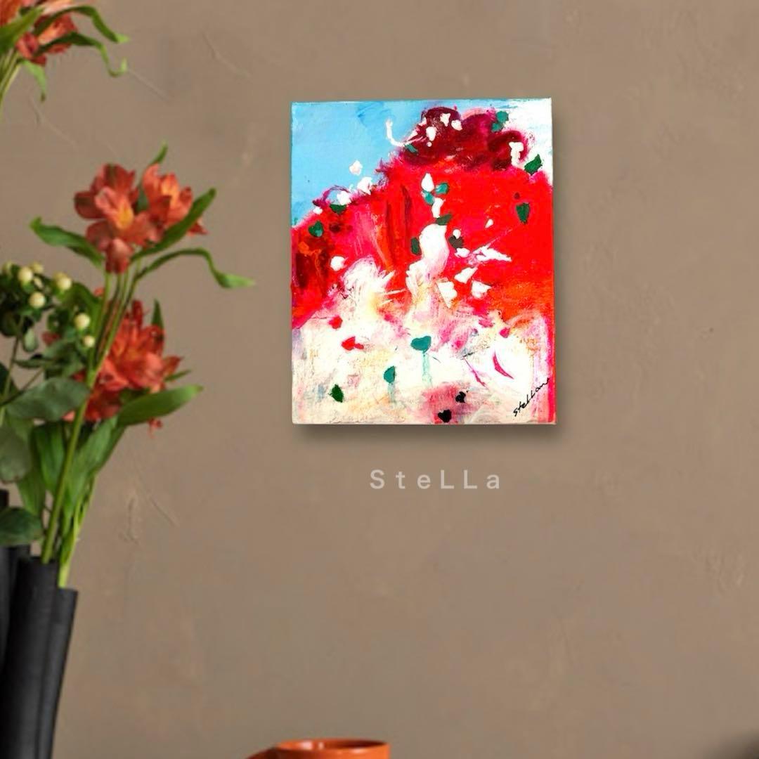 現代アート　抽象画　北欧アート　モダンアート　マルチカラー　インテリア　ピンク