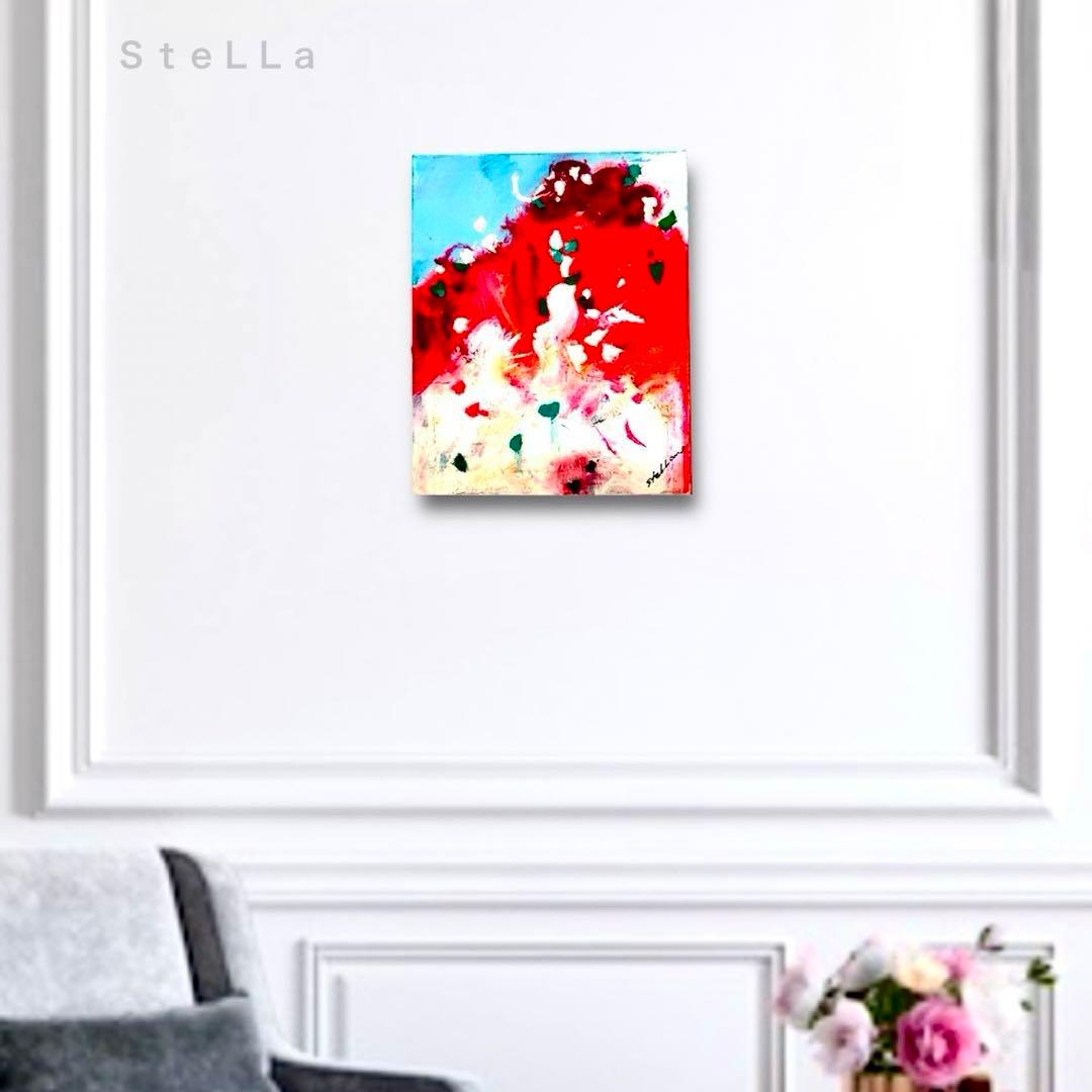 現代アート　抽象画　北欧アート　モダンアート　マルチカラー　インテリア　ピンク