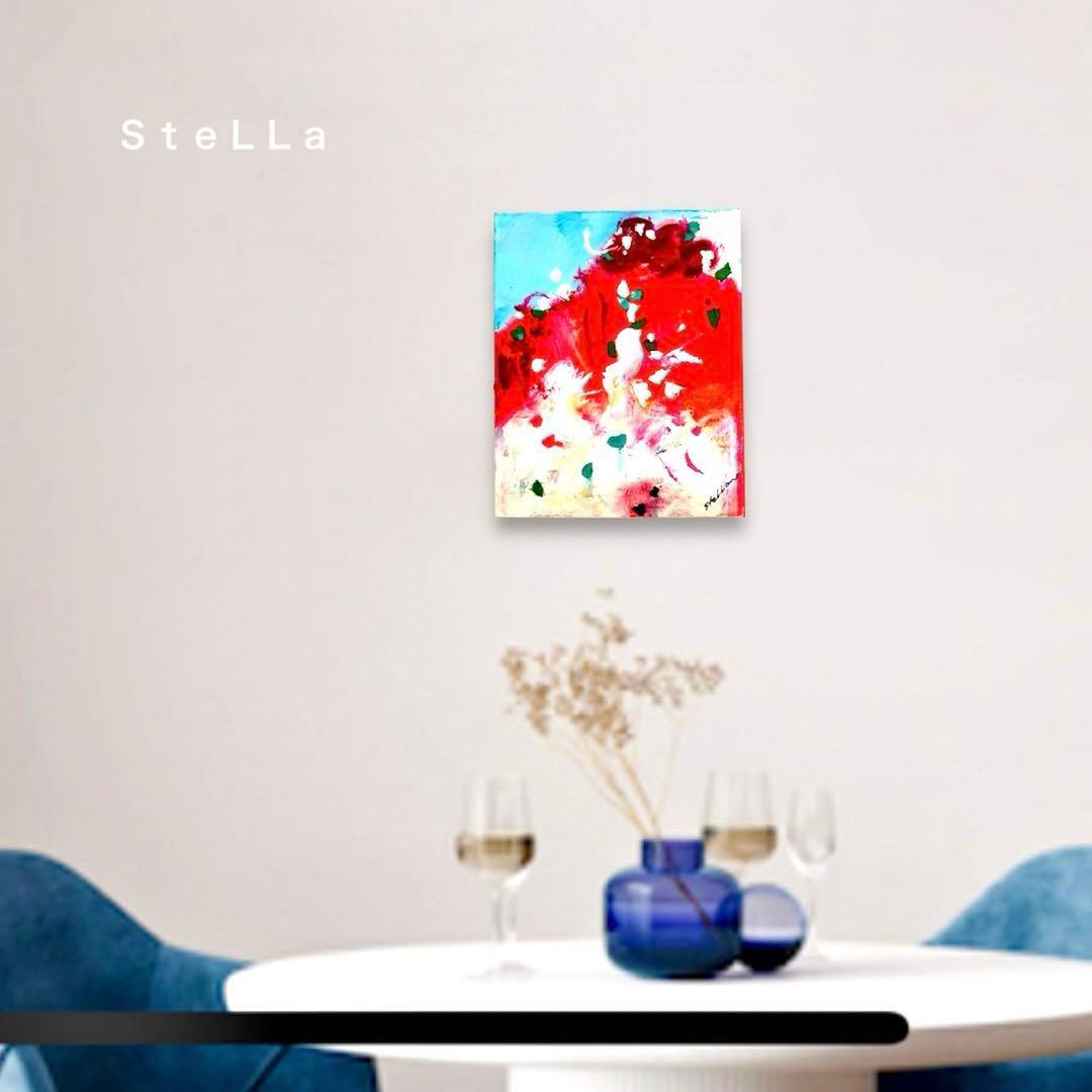 現代アート　抽象画　北欧アート　モダンアート　マルチカラー　インテリア　ピンク