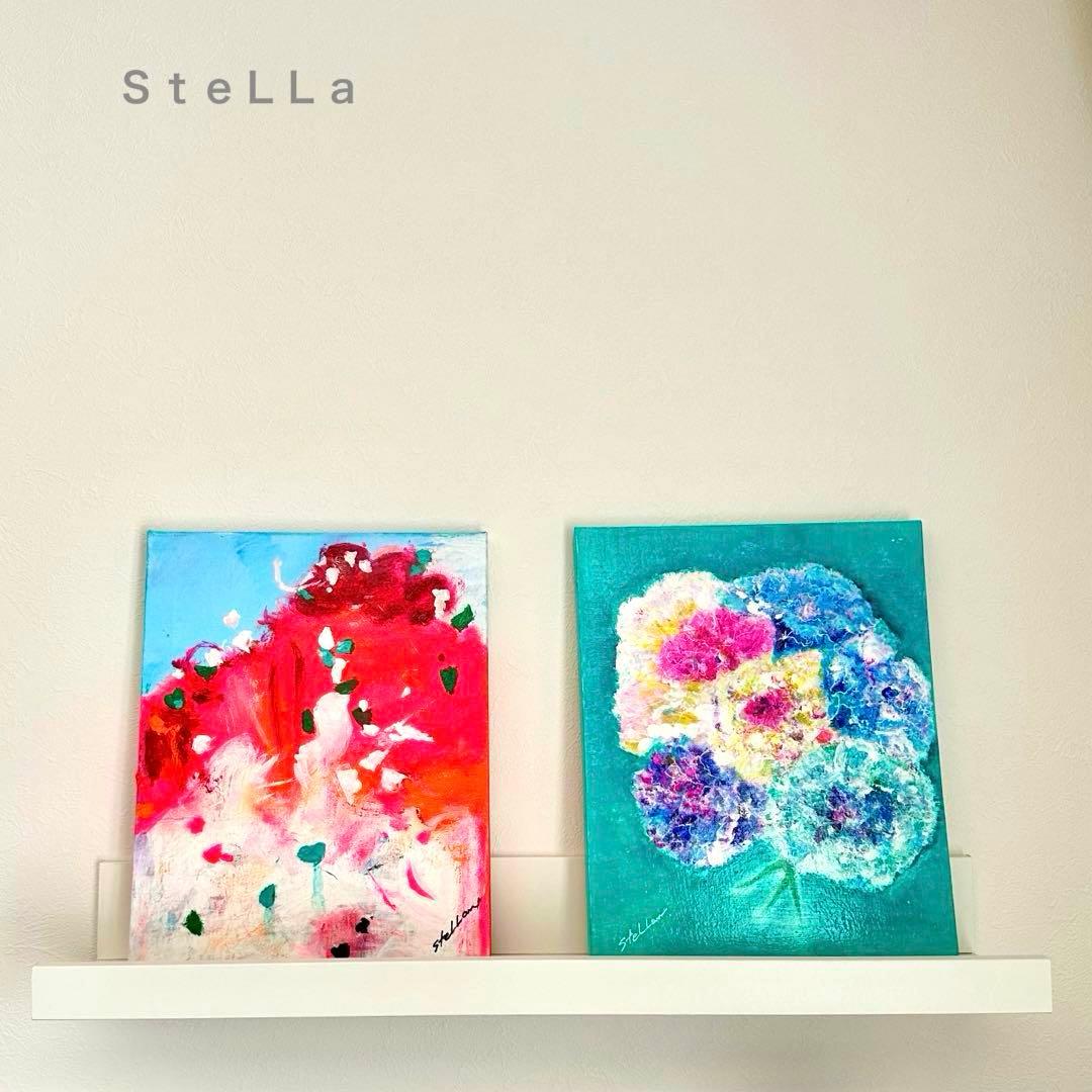 現代アート　抽象画　北欧アート　モダンアート　マルチカラー　インテリア　ピンク