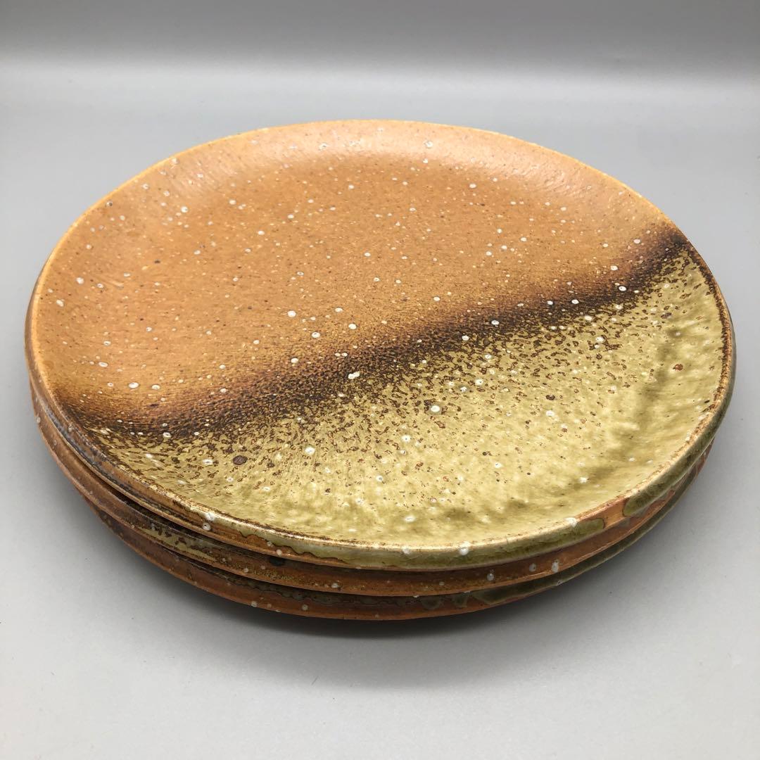 希少高橋楽斎信楽焼陶器お皿プレート3枚セット24cm伝統工芸骨董アンティーク食器