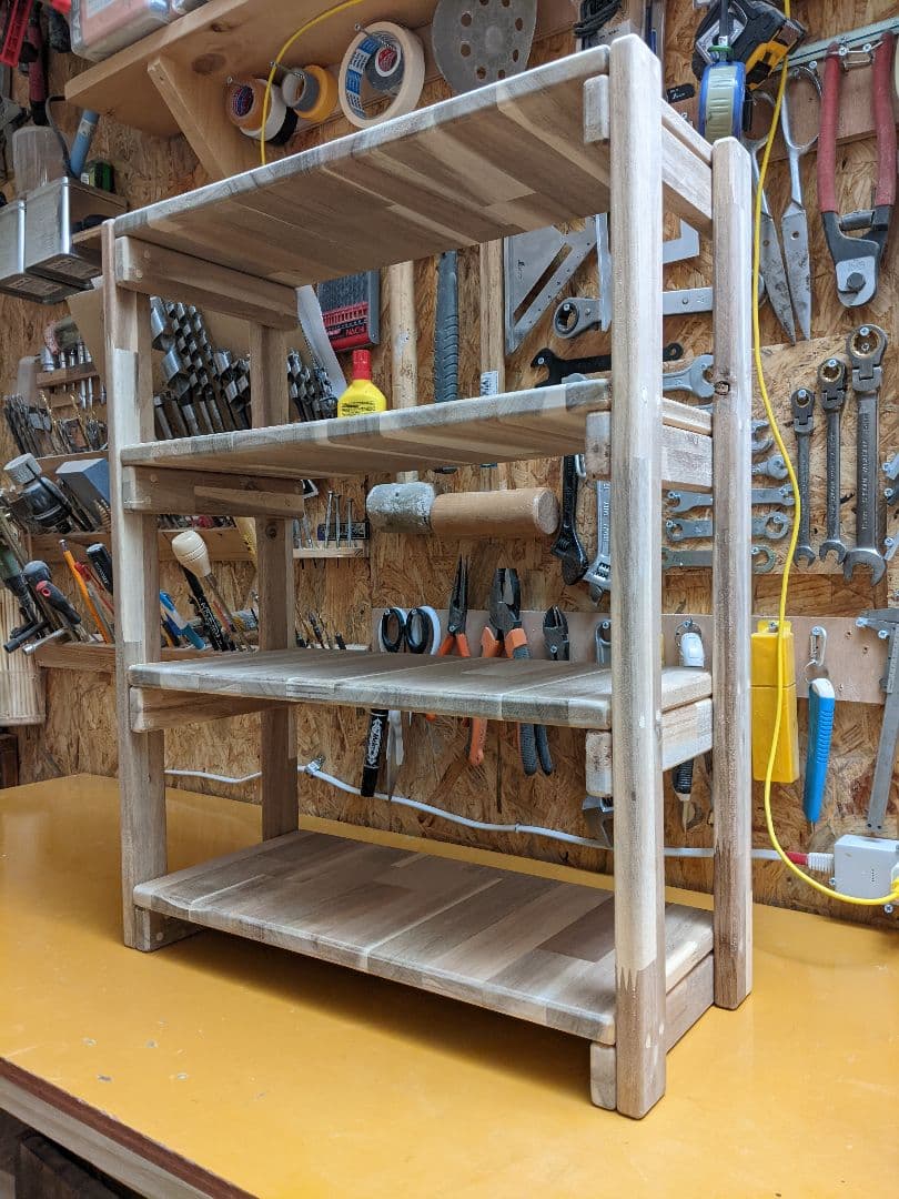 アカシア　オープンシェルフ4段　無塗装［棚　ラック］