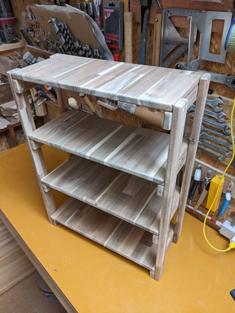 アカシア　オープンシェルフ4段　無塗装［棚　ラック］