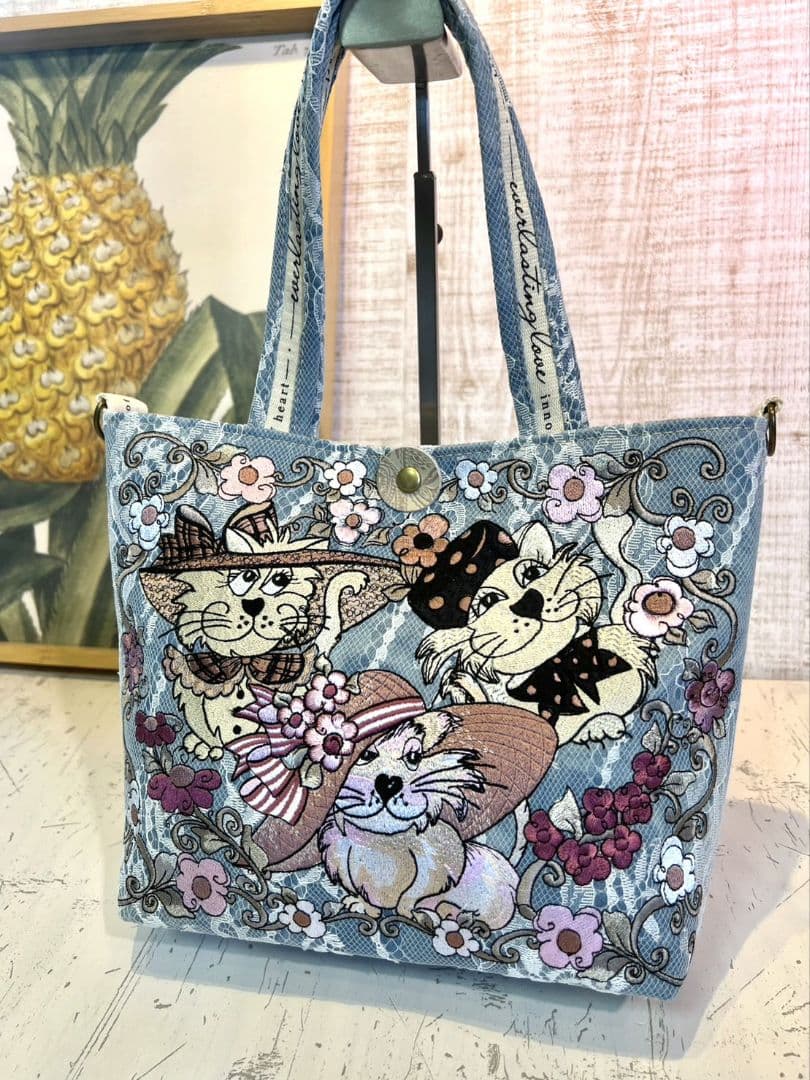 ＊リクエスト＊ロラライハリス♡ベビーブルーWレースデニム♡刺繍のミニバッグ♡