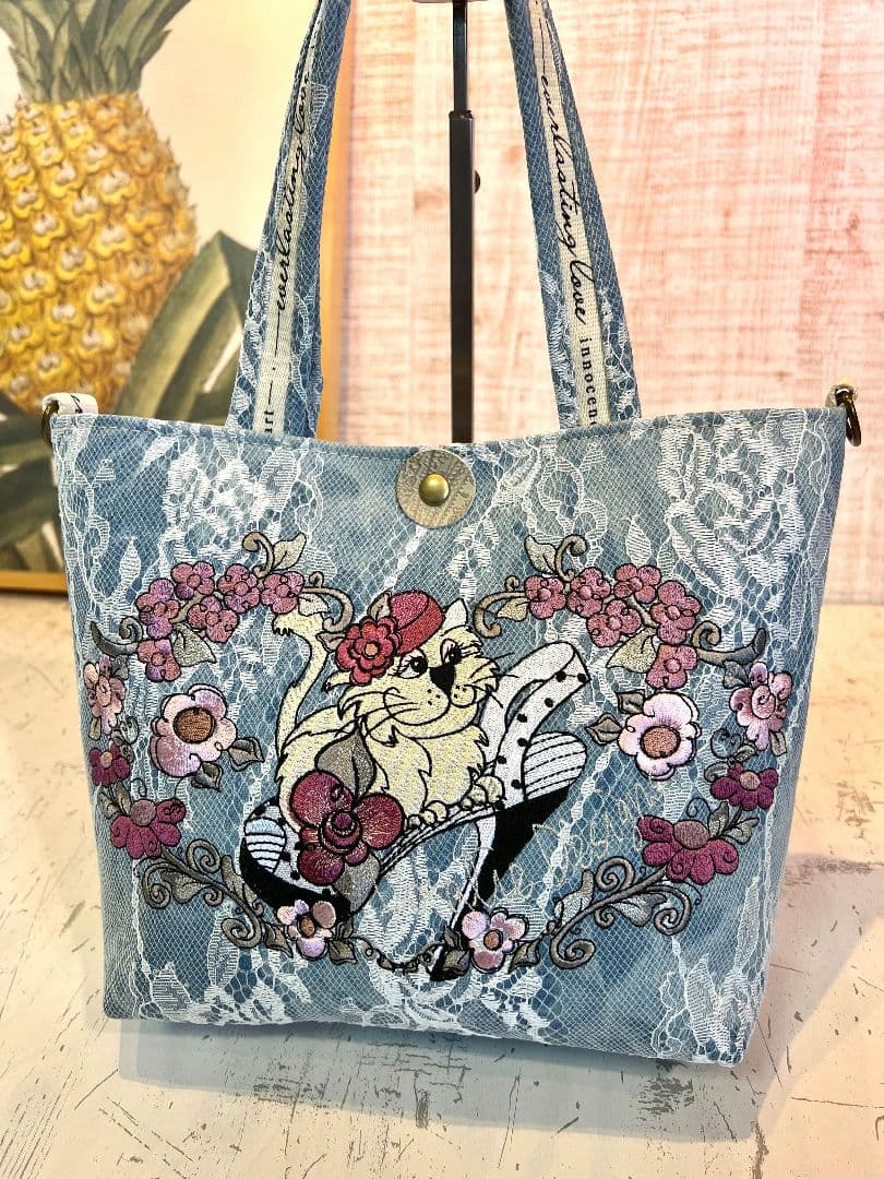 ＊リクエスト＊ロラライハリス♡ベビーブルーWレースデニム♡刺繍のミニバッグ♡