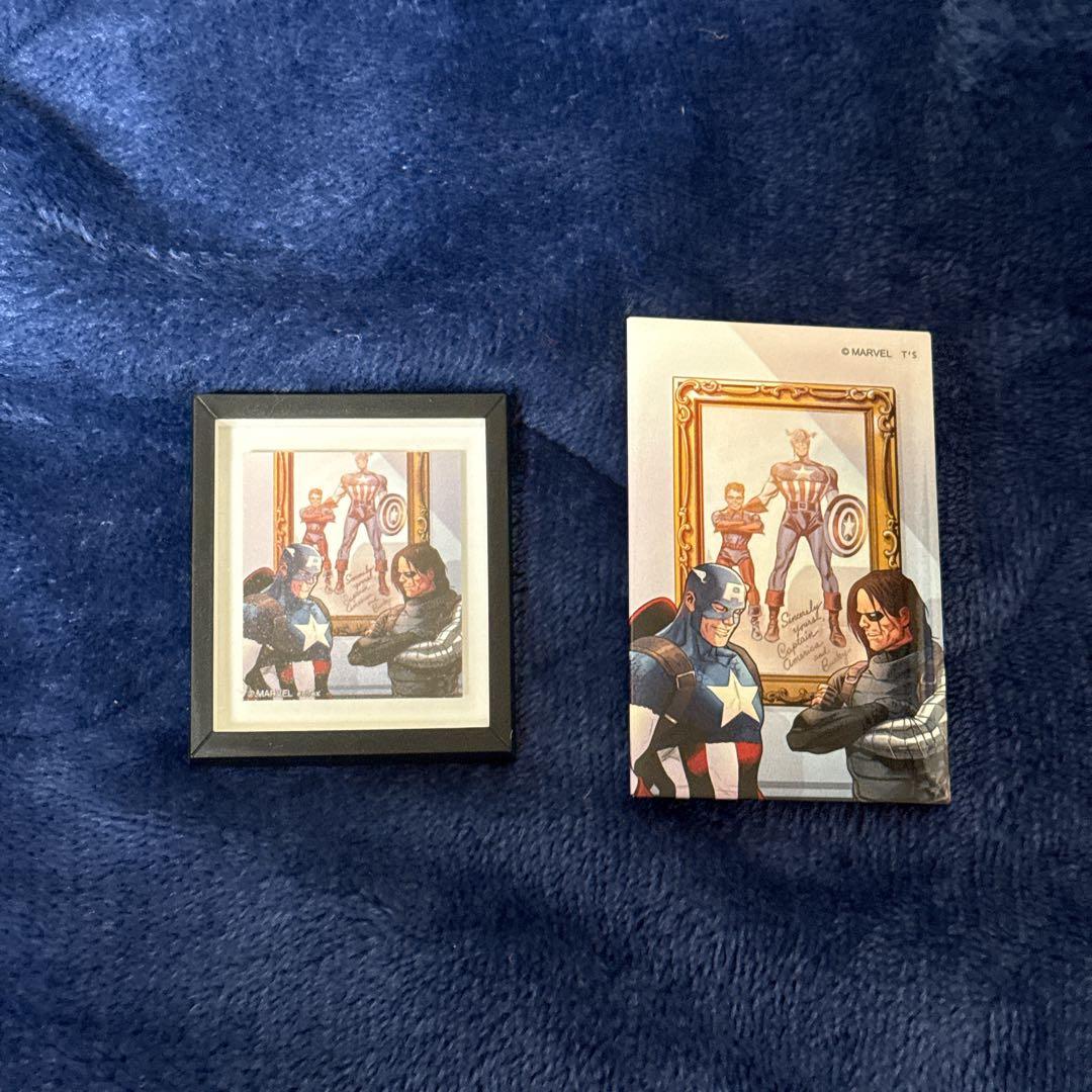 キャプテンアメリカ　マーベル　バッキー　グッズ　マグネット　スクエア缶バッジ