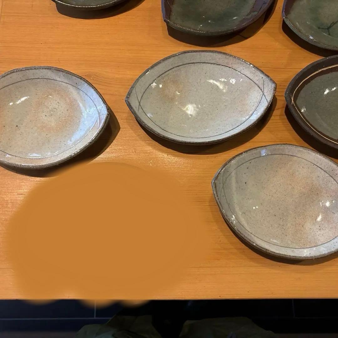 新品　9枚セット　丹波　立杭焼き　丹山窯　ケーキ皿　3種類　葉皿