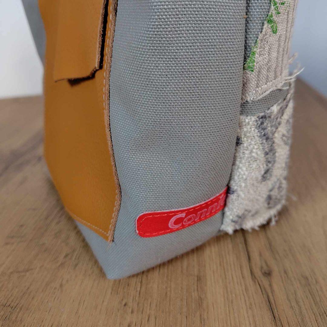 【SALE】ミナペルホネン/カケラパッチ/しきりトートSサイズグレイ/本革キャメ