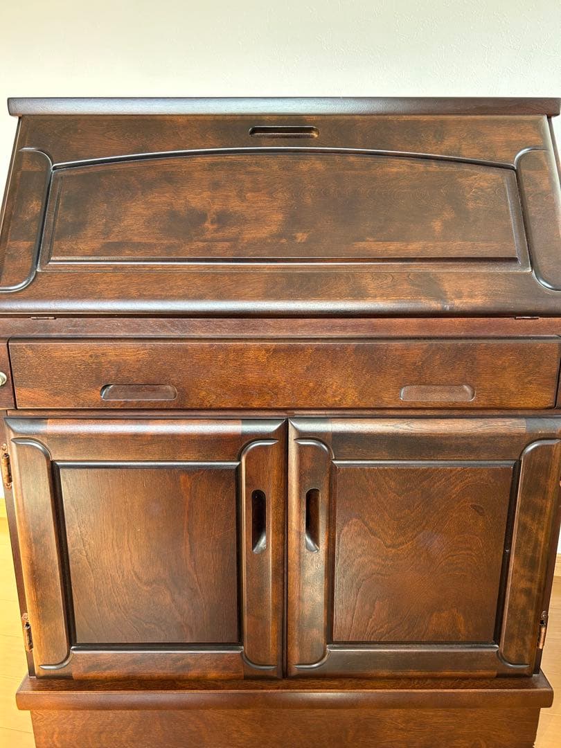 大雪木工 北海道民芸家具 ライティングビューロー 天然木 収納机 学習机