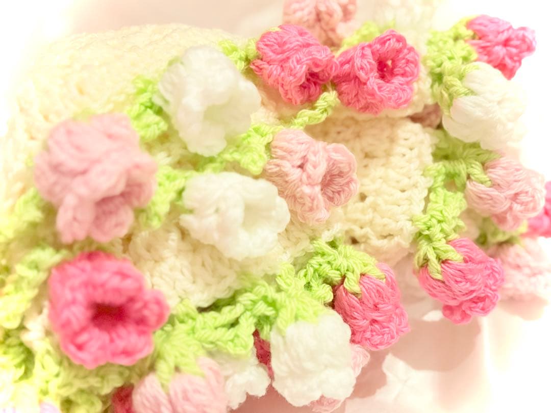 ３色の春色チューリップの花束ブランケット‪✿ 92cm