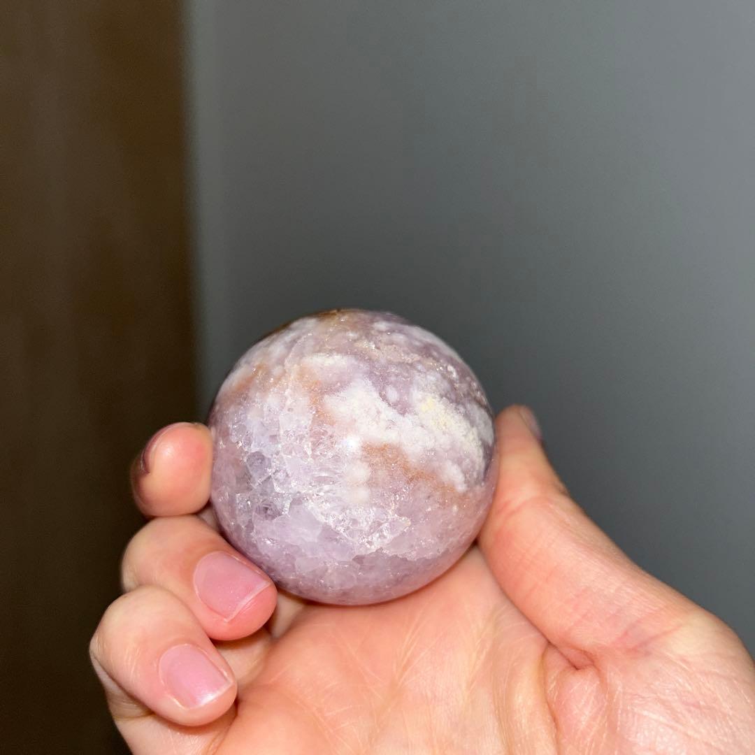 スフィア チェーン台座 セット ピンクアメジスト 48.6ミリ 天然石