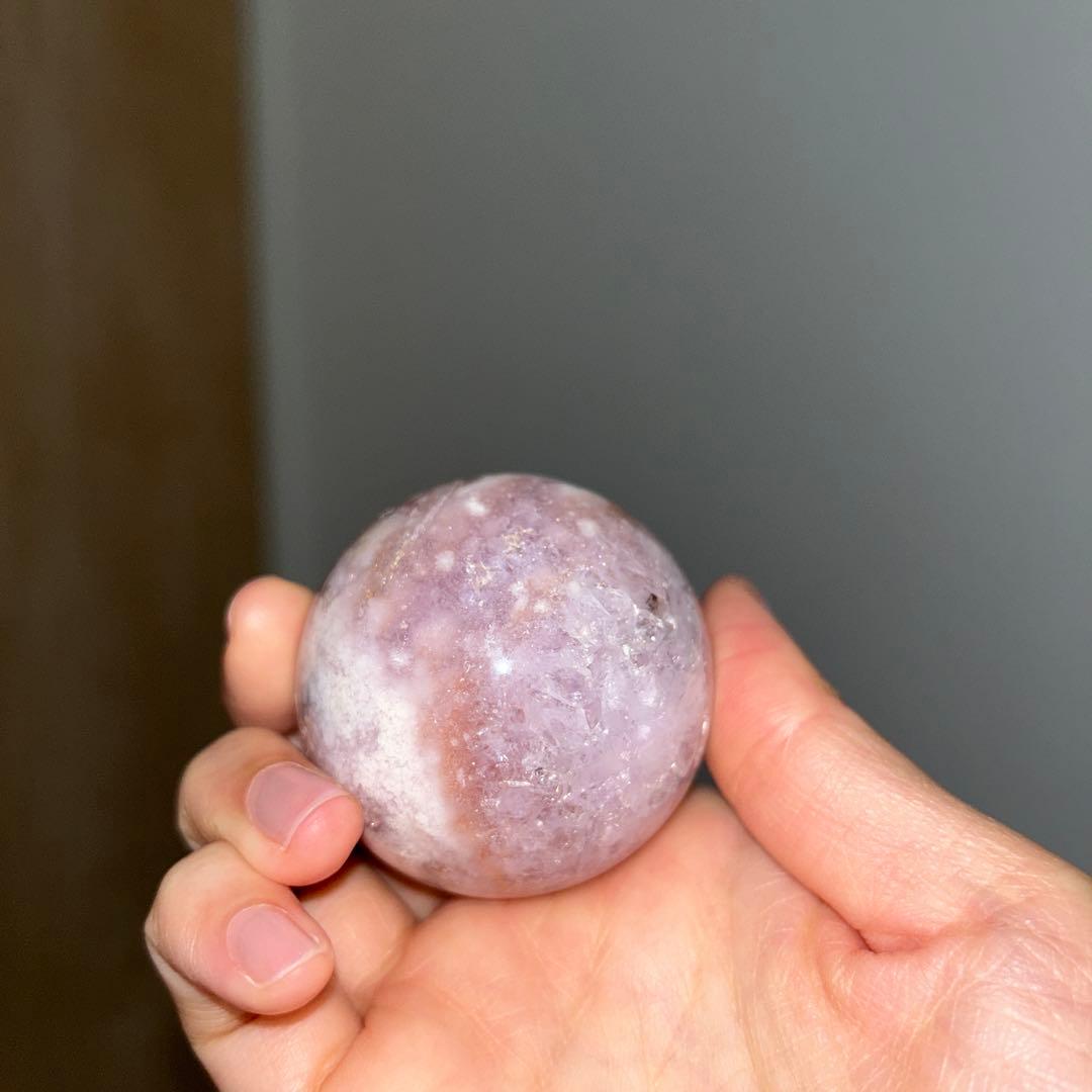 スフィア チェーン台座 セット ピンクアメジスト 48.6ミリ 天然石