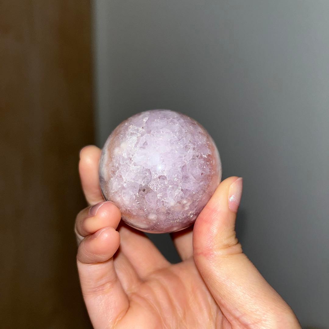 スフィア チェーン台座 セット ピンクアメジスト 48.6ミリ 天然石