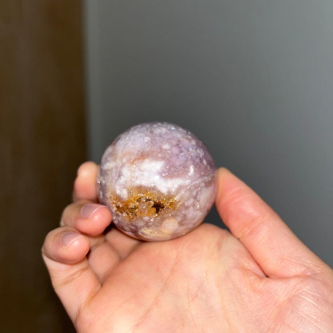 スフィア チェーン台座 セット ピンクアメジスト 48.6ミリ 天然石