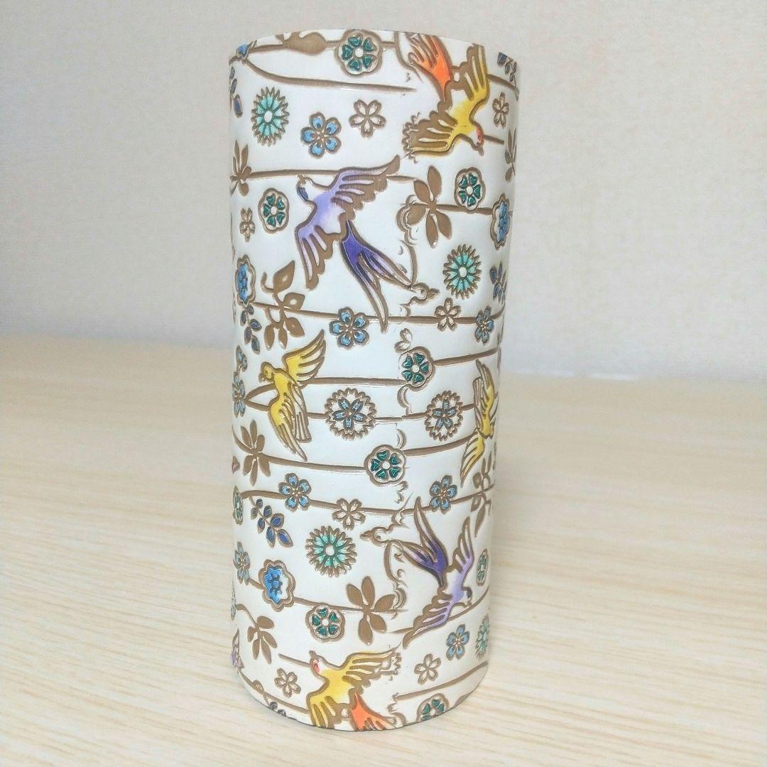 新品・未使用品 文庫革 ペン立て 枝垂れ花鳥