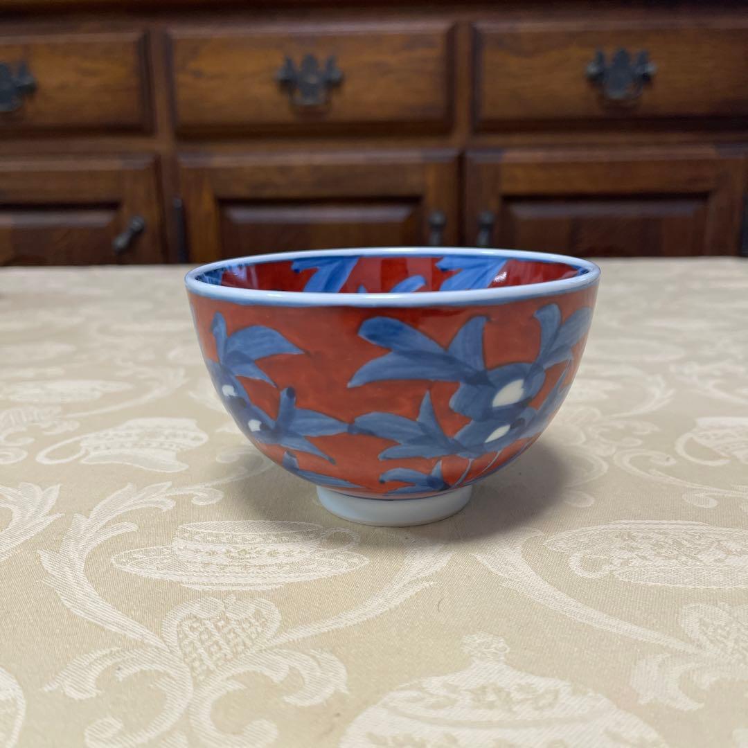 源右衛門窯　 赤濃牡丹絵　飯茶碗　②