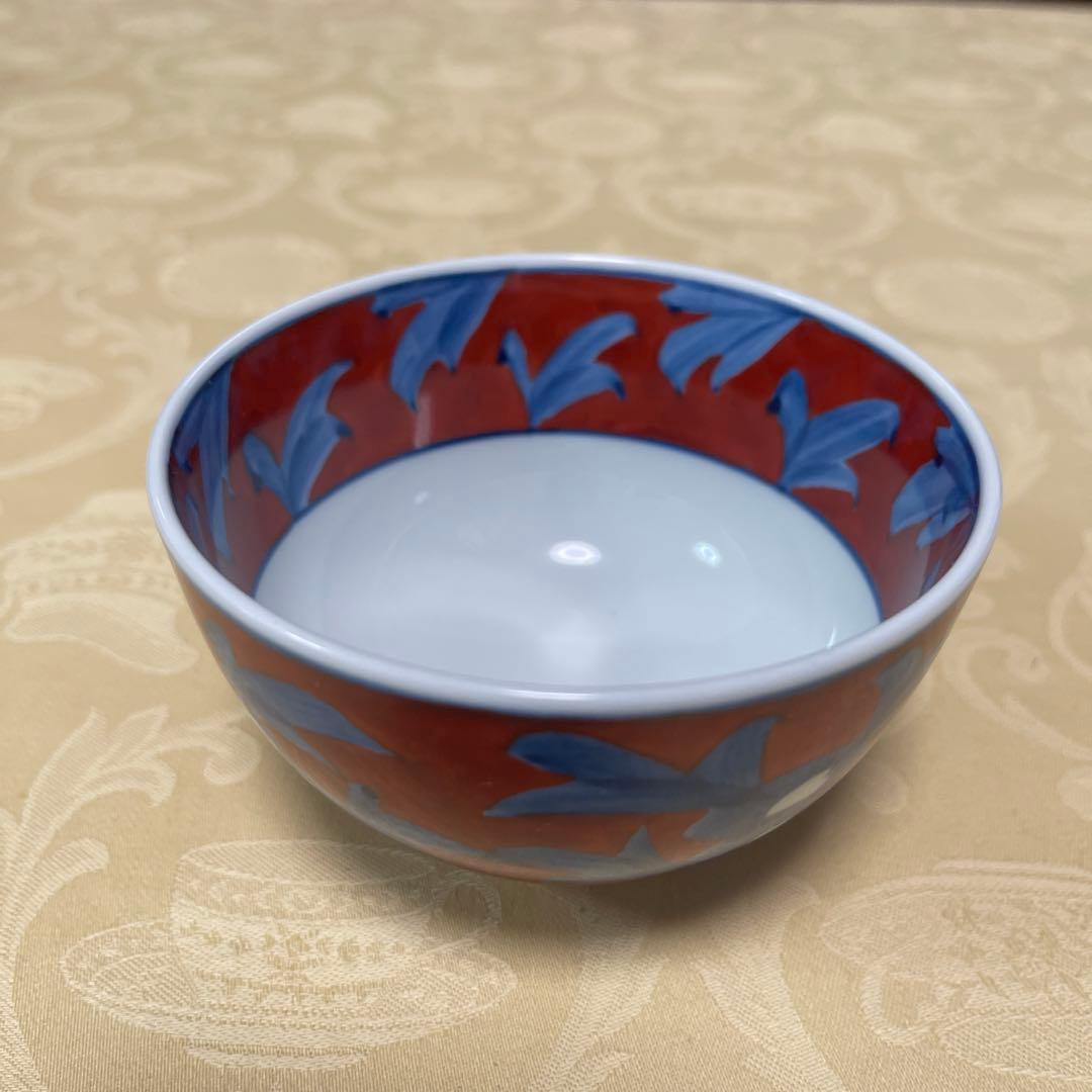 源右衛門窯　 赤濃牡丹絵　飯茶碗　②