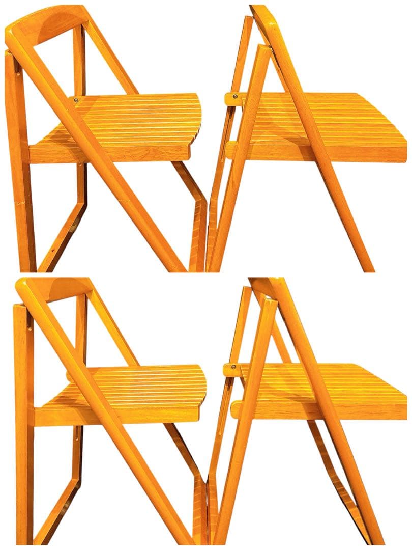 4脚セット　フォールディングチェア　ヴィンテージチェア　木製　折りたたみイス