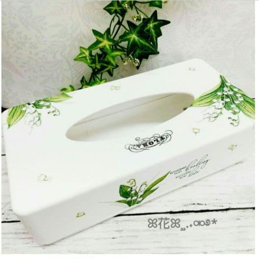 デコパージュꔛ‬ꕤインテリア雑貨♡BOXティッシュケース♡鈴蘭ガーデン♡リメイク