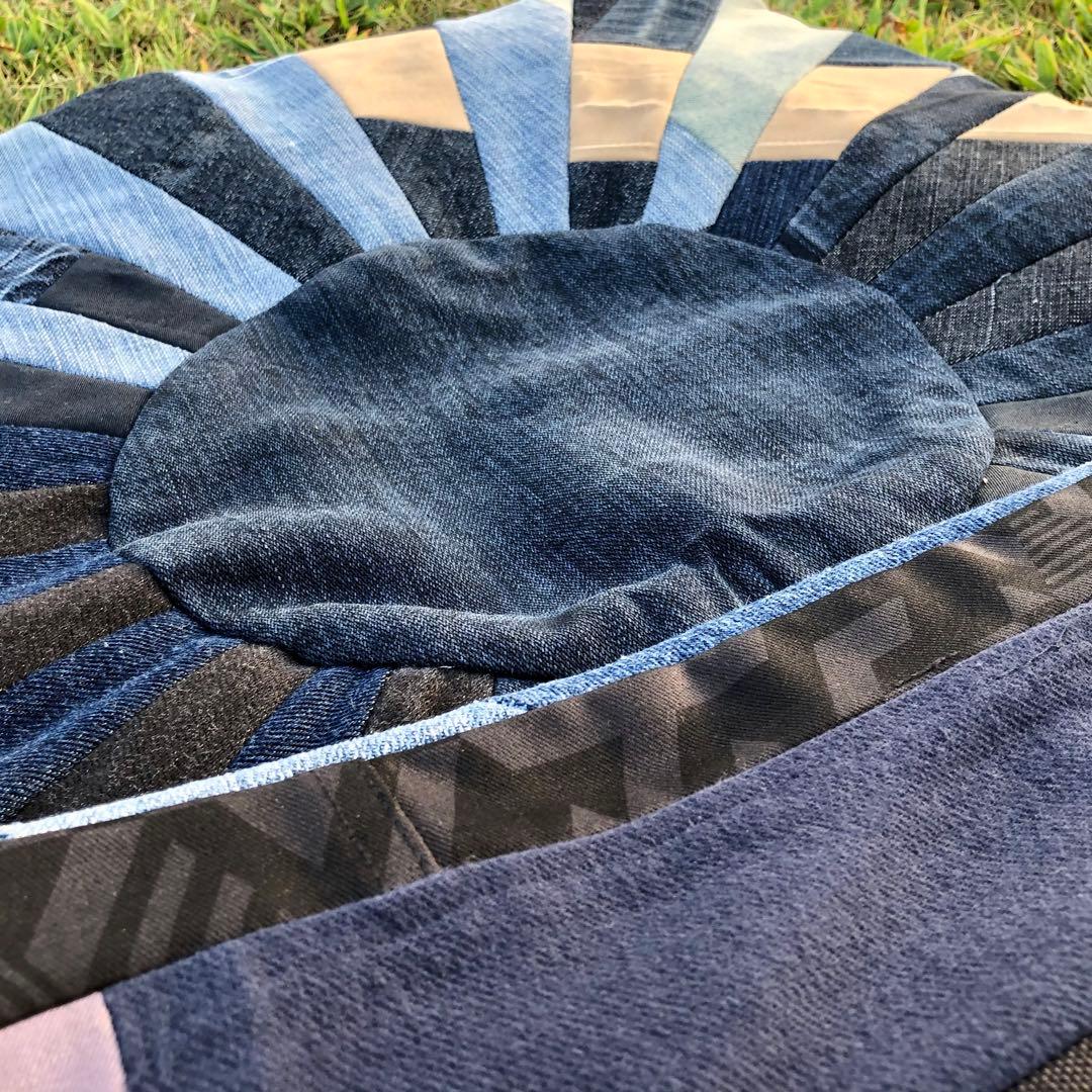 ★新品★デニムパッチワークラグ★ハンドメイド★古着リメイク★旭日旗★