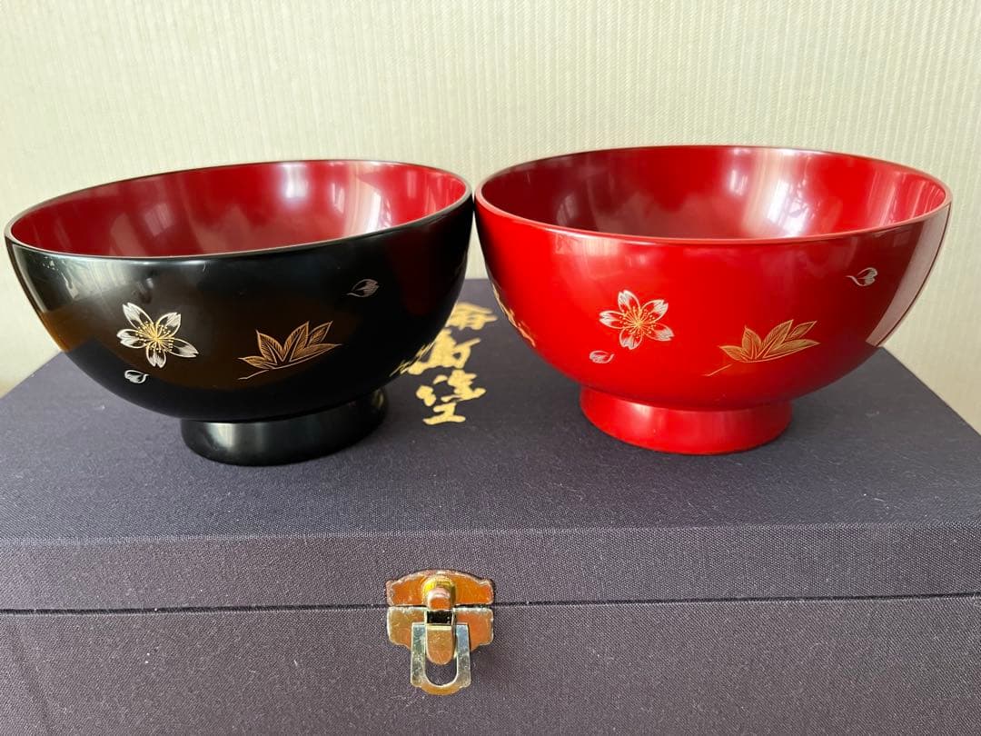 【新品未使用】夫婦汁椀、純金箸　輪島塗