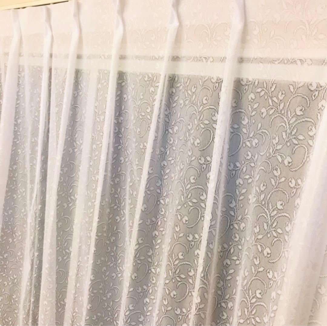 レースカーテン　花柄　幅200cm×丈218cm2枚