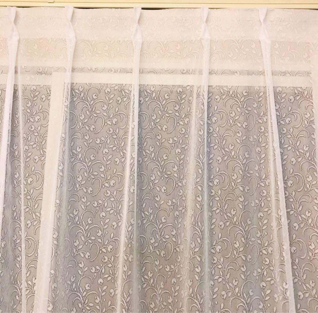 レースカーテン　花柄　幅200cm×丈218cm2枚