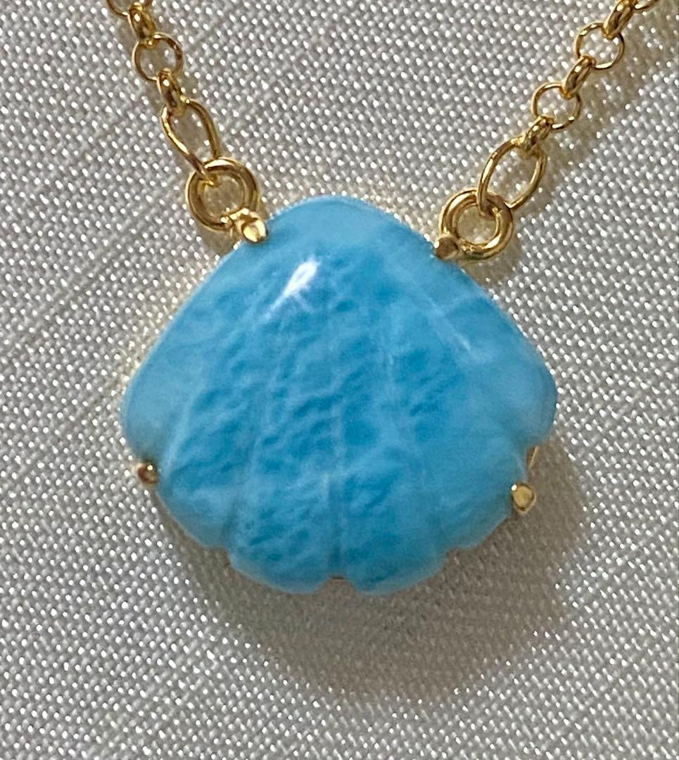 【新入荷‼︎オススメ♪】ラリマーシェルのネックレスS925 天然石　k18gp