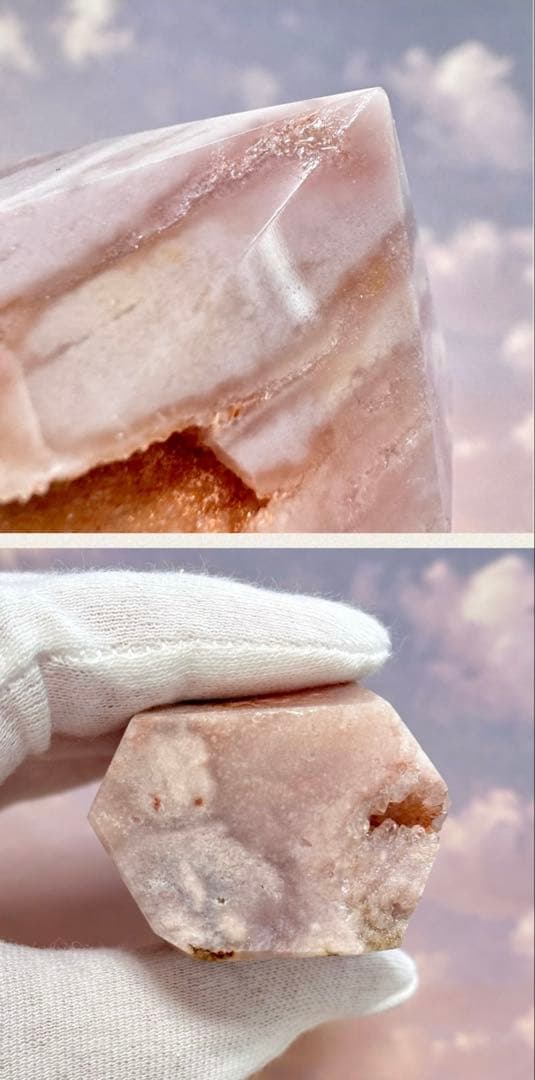 【D233】金魚模様のピンクアメジスト×桜瑪瑙 ポイント タワー Eタイプ