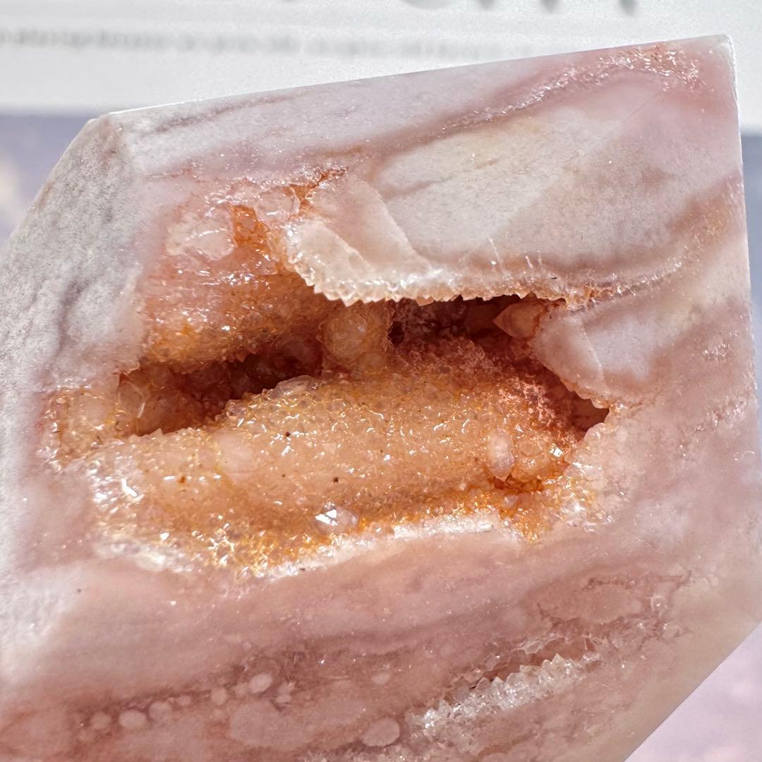 【D233】金魚模様のピンクアメジスト×桜瑪瑙 ポイント タワー Eタイプ