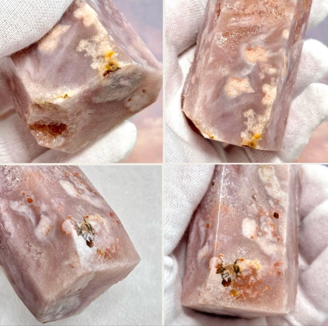 【D233】金魚模様のピンクアメジスト×桜瑪瑙 ポイント タワー Eタイプ