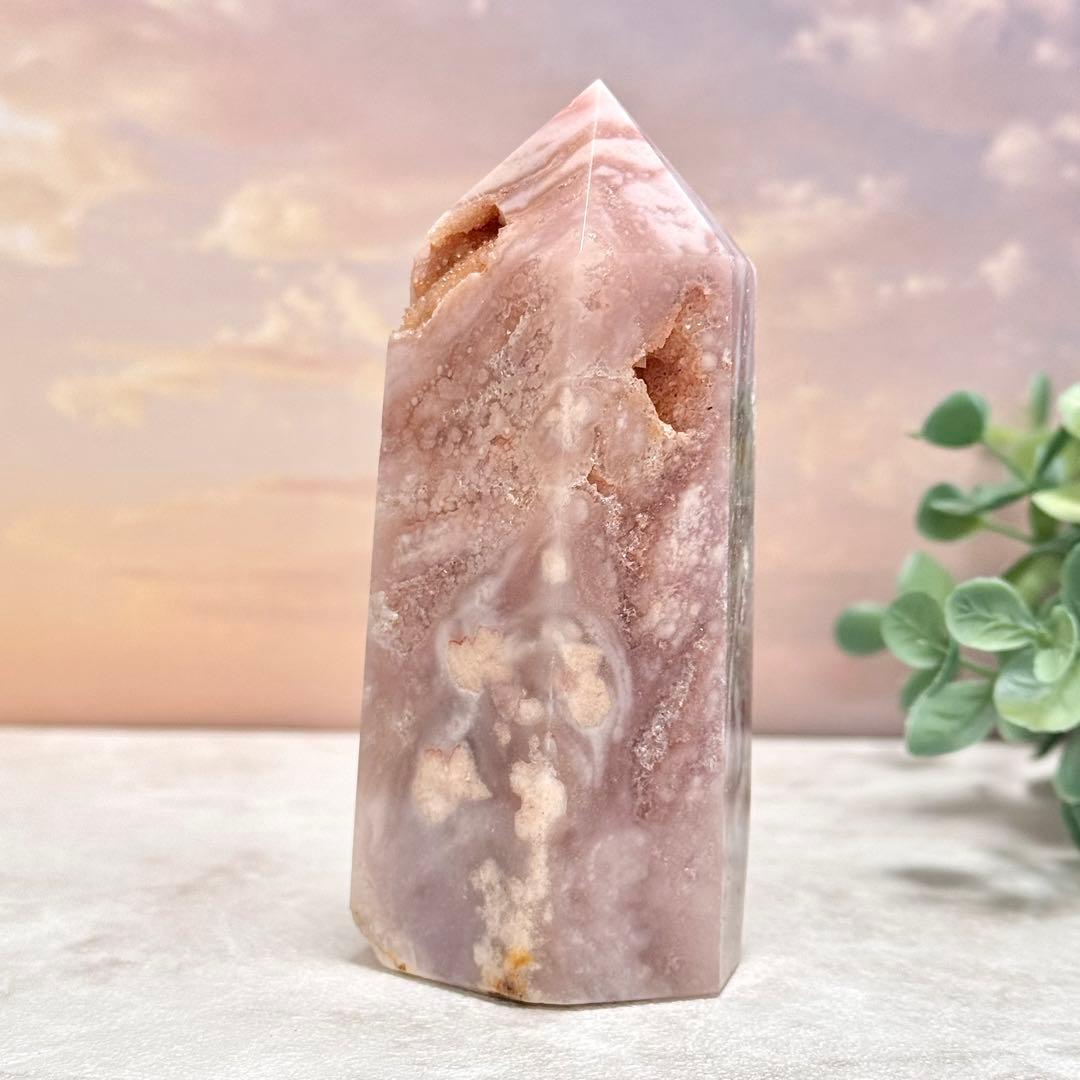 【D233】金魚模様のピンクアメジスト×桜瑪瑙 ポイント タワー Eタイプ