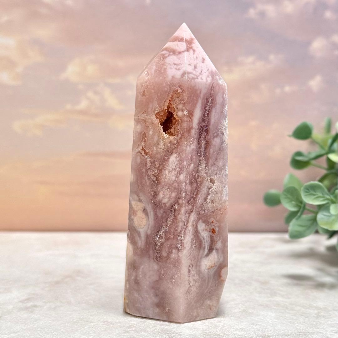 【D233】金魚模様のピンクアメジスト×桜瑪瑙 ポイント タワー Eタイプ