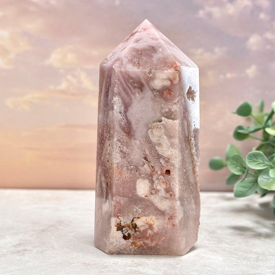 【D233】金魚模様のピンクアメジスト×桜瑪瑙 ポイント タワー Eタイプ