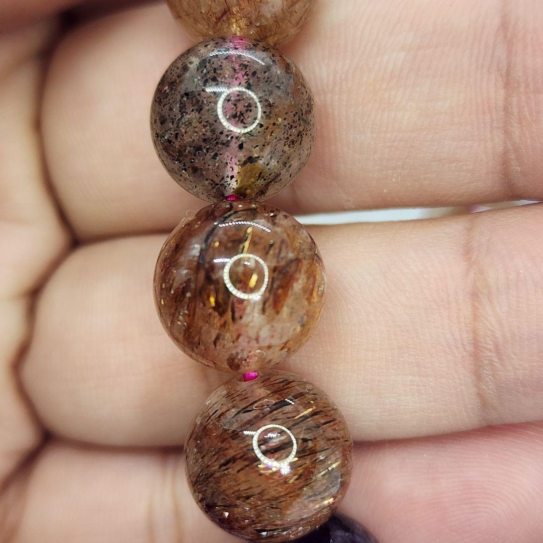 希少スーパーセブン天然石ブレスレット 7つの鉱物が織りなす霊的守護の力 箱付き