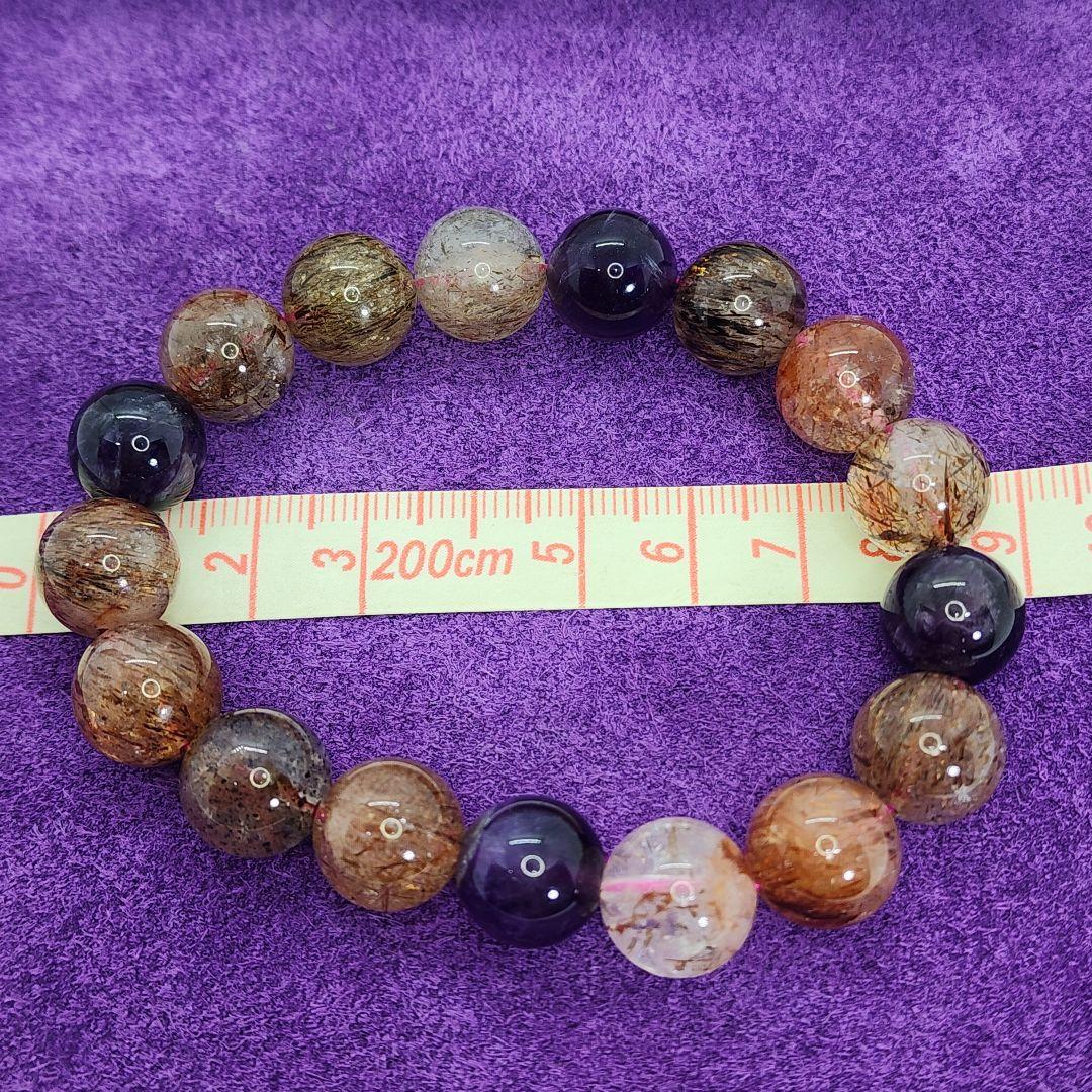 希少スーパーセブン天然石ブレスレット 7つの鉱物が織りなす霊的守護の力 箱付き