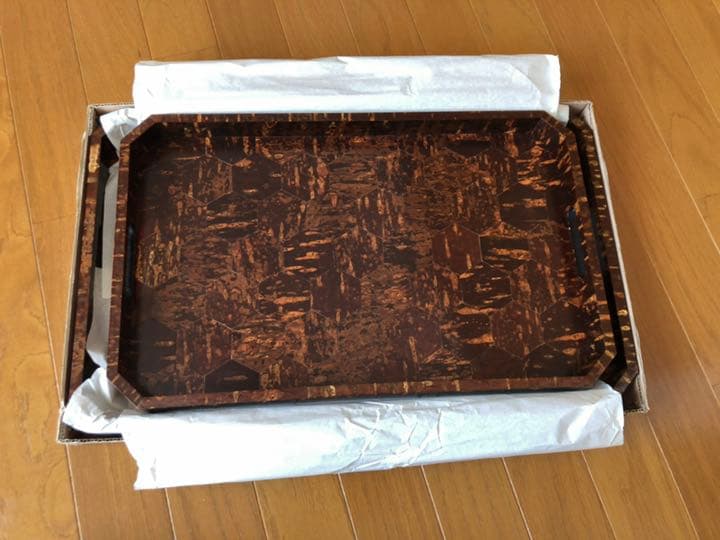 【新品未使用】桜樺細工　亀甲長手盆 (大・小2枚セット)