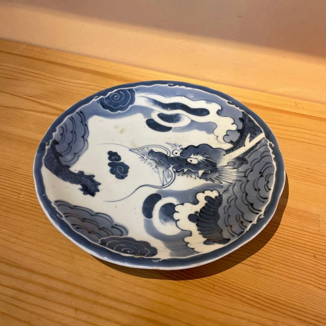 有田焼　染付　大皿　古物　中古品　龍　辰　干支