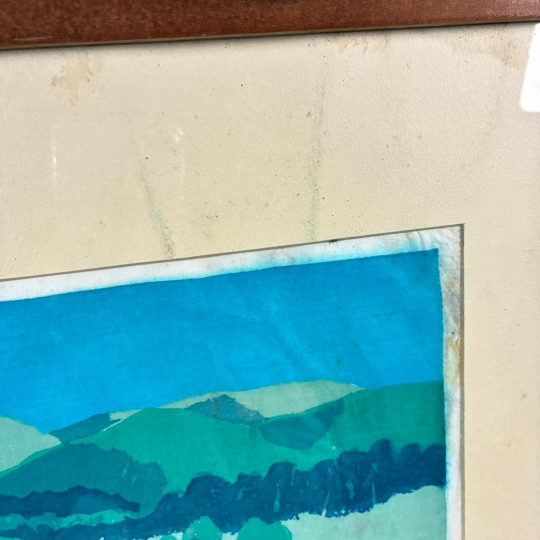 畦地梅太郎「志賀高原」木版画 直筆サイン入 1957年作 山男 山の版画家 長野