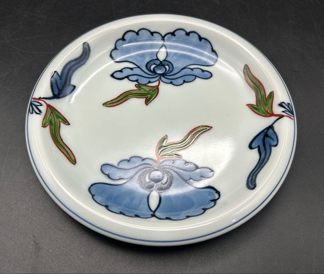 陶器　有田焼　源右衛門窯　染錦唐花牡丹　皿　5枚 未使用品