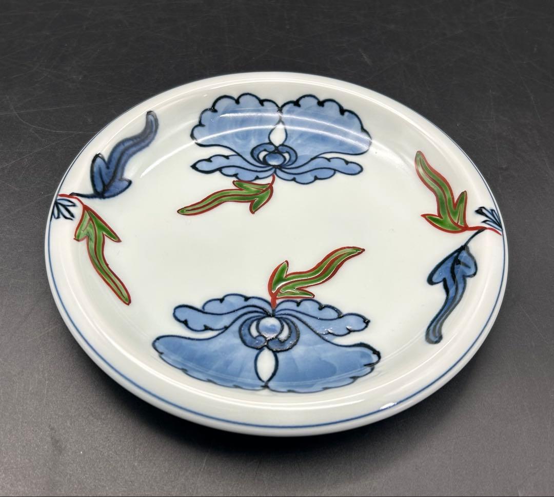 陶器　有田焼　源右衛門窯　染錦唐花牡丹　皿　5枚 未使用品