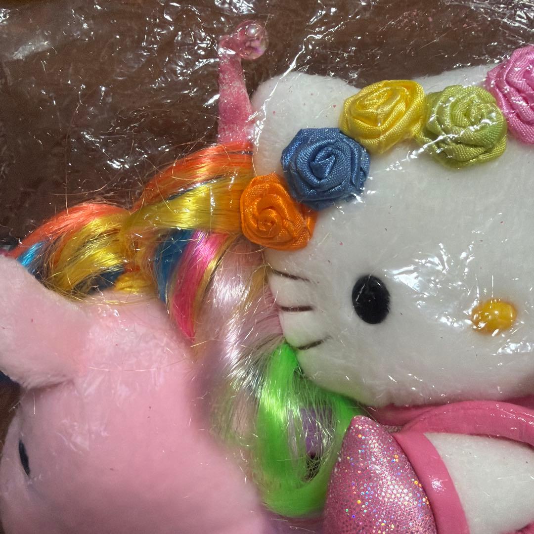 希少激レア　ハローキティ ピンク　レインボー　ユニコーン ぬいぐるみL タグ付き