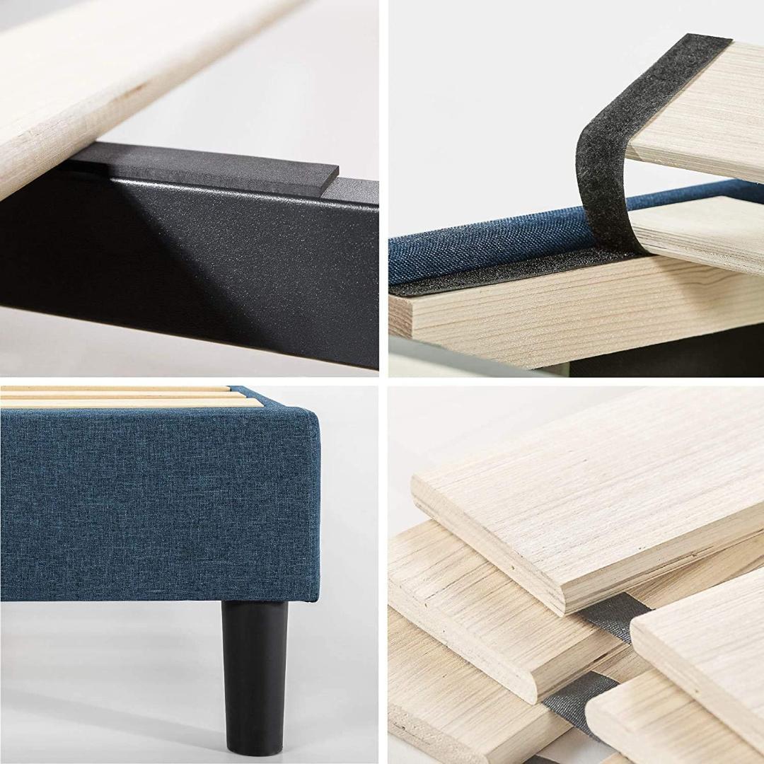 ZINUS 布張り ベッドフレーム ダブル ネイビー EFPB-NV