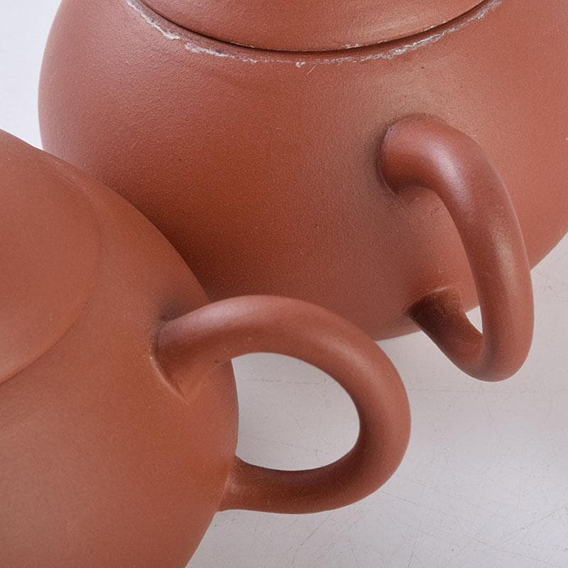 中国　中国宣興銘　紫砂　朱泥　急須　茶壷　一對　V　R8965