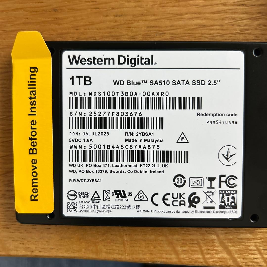 WD Blue SA510 1TB SATA SSD 2.5インチ
