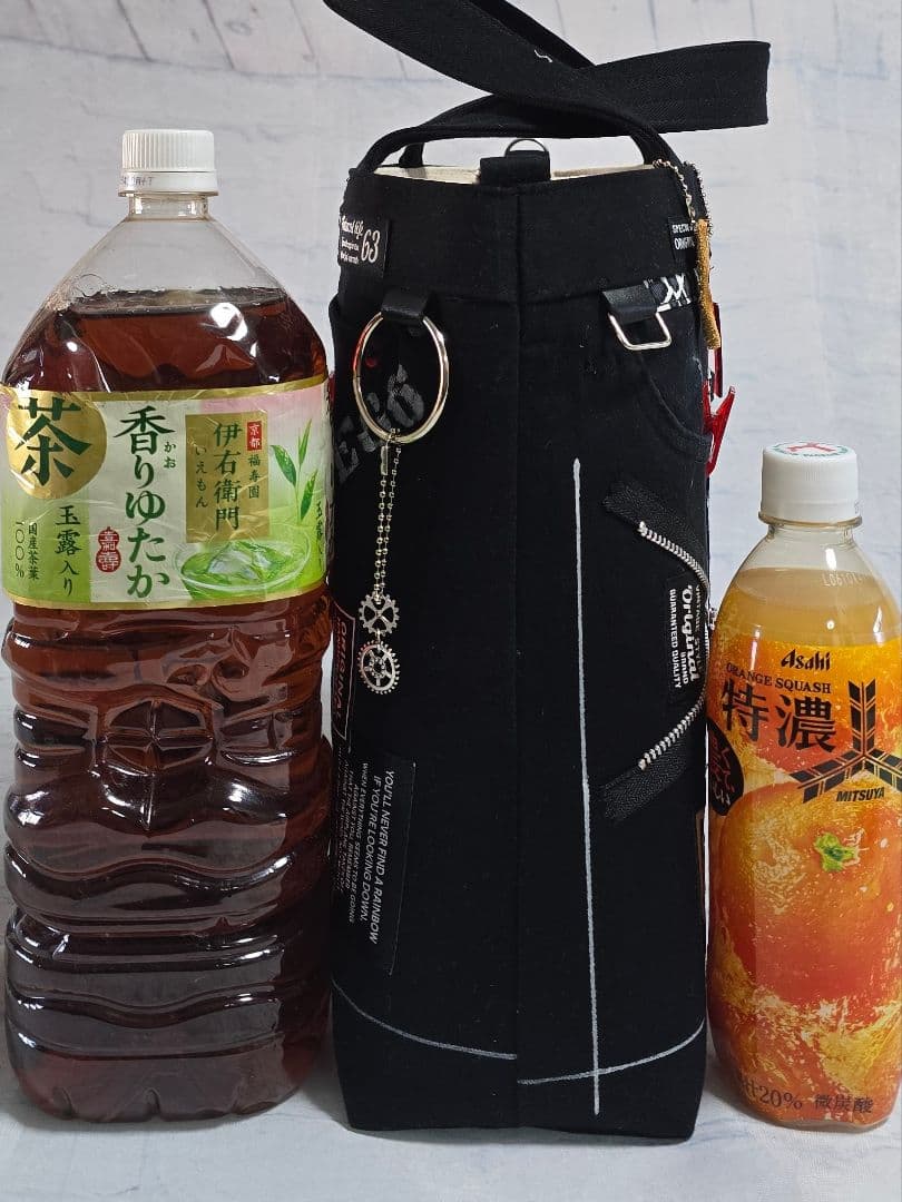 デニムリメイク 2ウェイバッグ 大きめ 斜めがけストラップ ＆ 底板付き