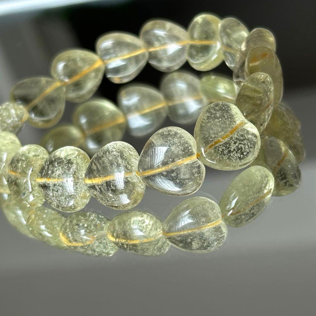 高品質 希少 リビアングラス ハート ブレスレット 天然石 希少 13mm