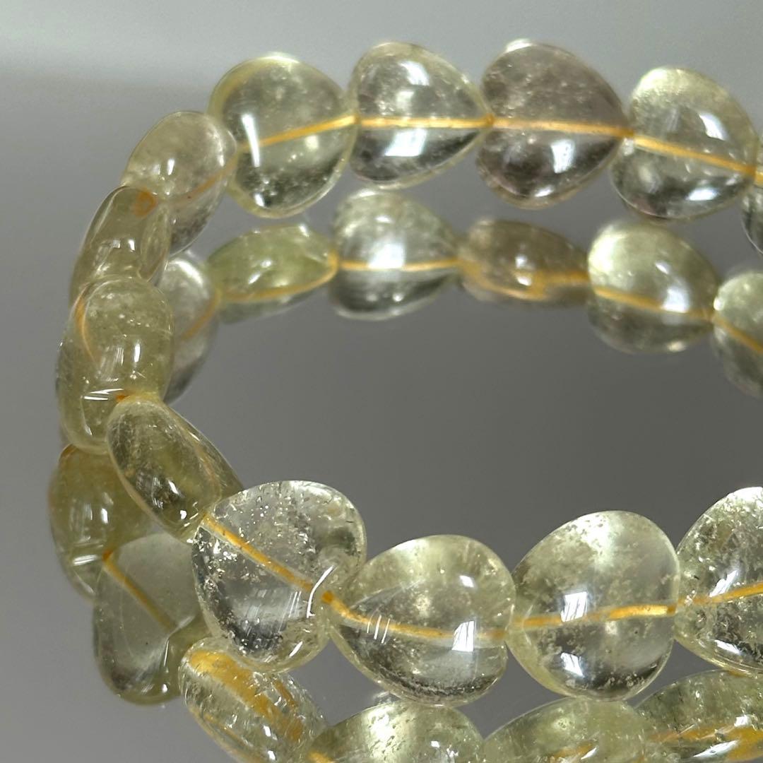 高品質 希少 リビアングラス ハート ブレスレット 天然石 希少 13mm